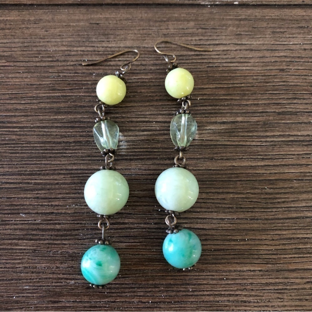 Shades of green beaded earrings